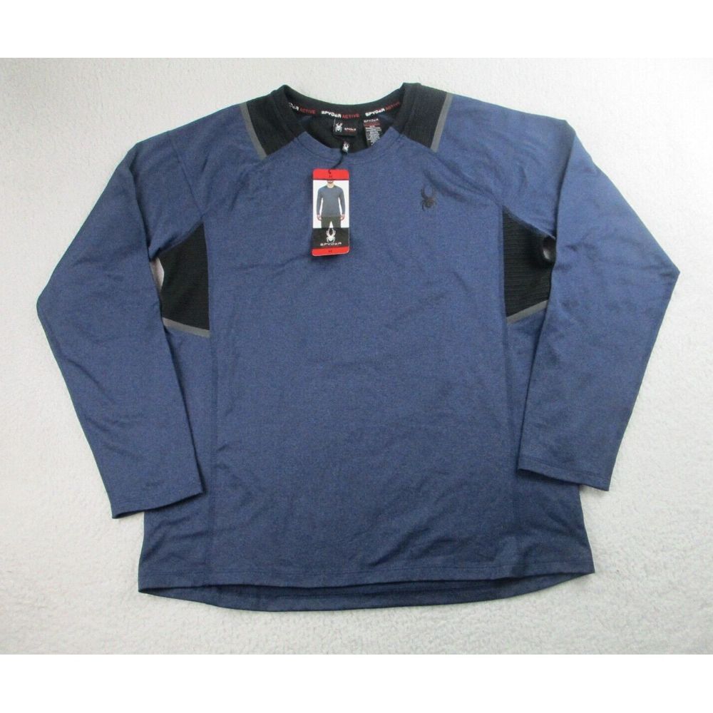 NWT Spyder Active Proweb Shirt Mens M Blue Pullover Long Sleeve Active Spider